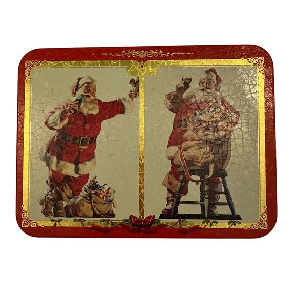 Vintage 1993 Coca Cola Christmas Santa Playing Cards In Tin - Picture 1 of 7